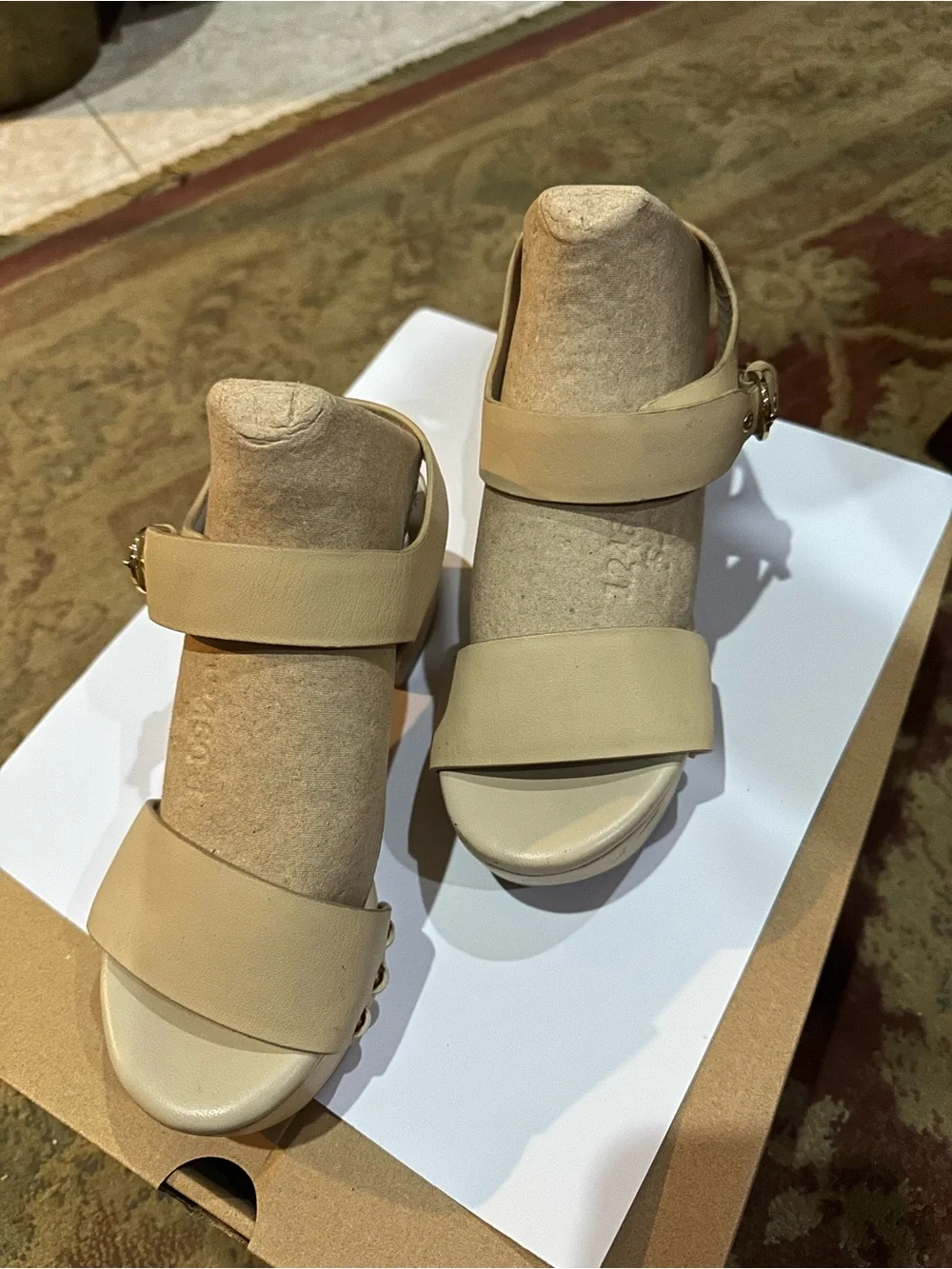 Jil Sander Beige Leather Two-Strap Sandals